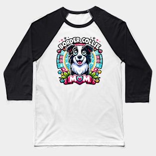 Border Collie Mom: Cheerful Cartoon Dog Love Design Baseball T-Shirt